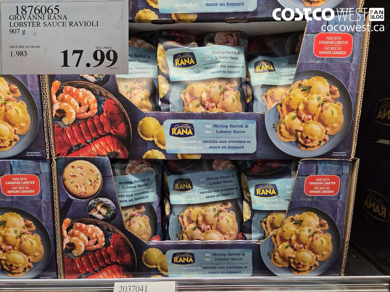 1876065 GIOVANNI RANA LOBSTER SAUCE RAVIOLI 907G $17.99