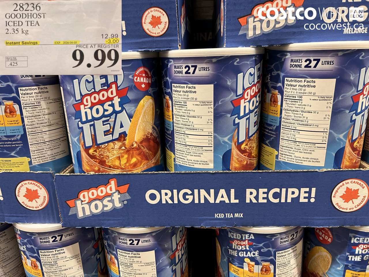 28236 GOODHOST ICED TEA 2.35 KG ($3.00 INSTANT SAVINGS EXPIRES ON 2026-04-05) $9.99