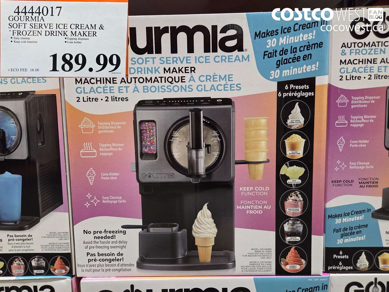 4444017 GOURMIA SOFT SERVE ICE CREAM & FROZEN DRINK MAKER $189.99