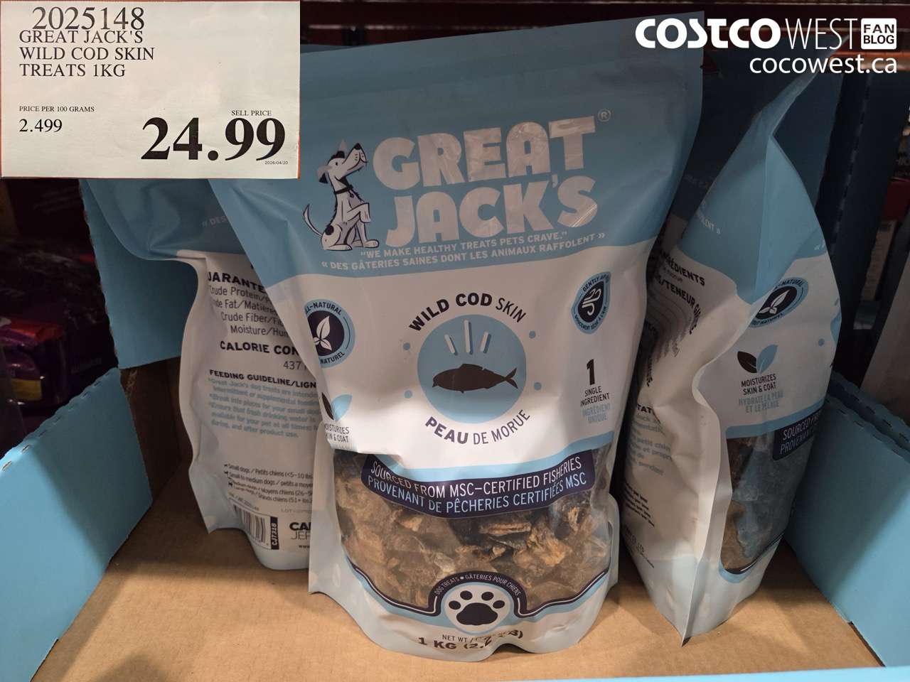 2025148 GREAT JACK'S WILD COD SKIN TREATS 1KG $24.99