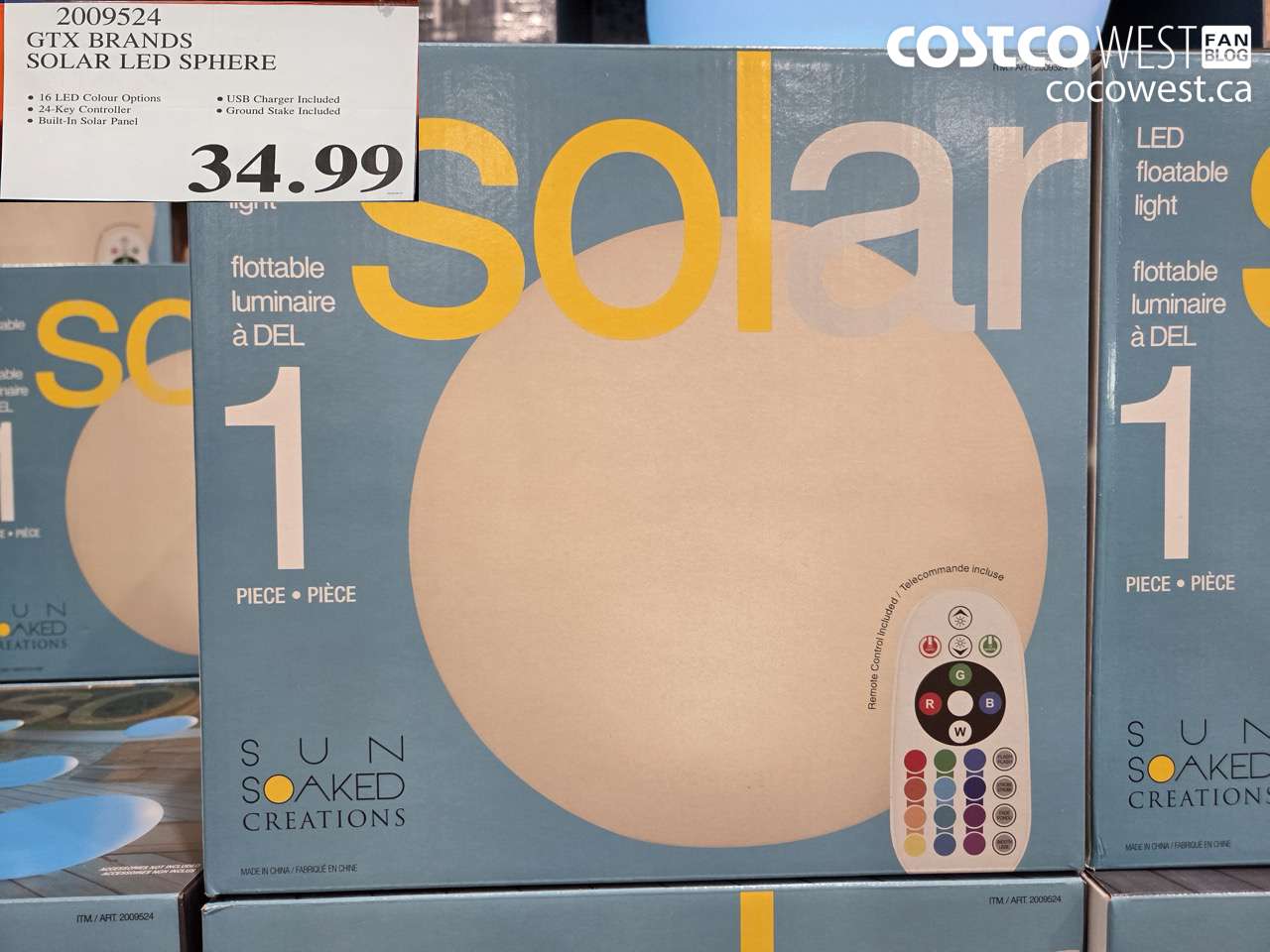 2009524 GTX BRANDS SOLAR LED SPHERE $34.99