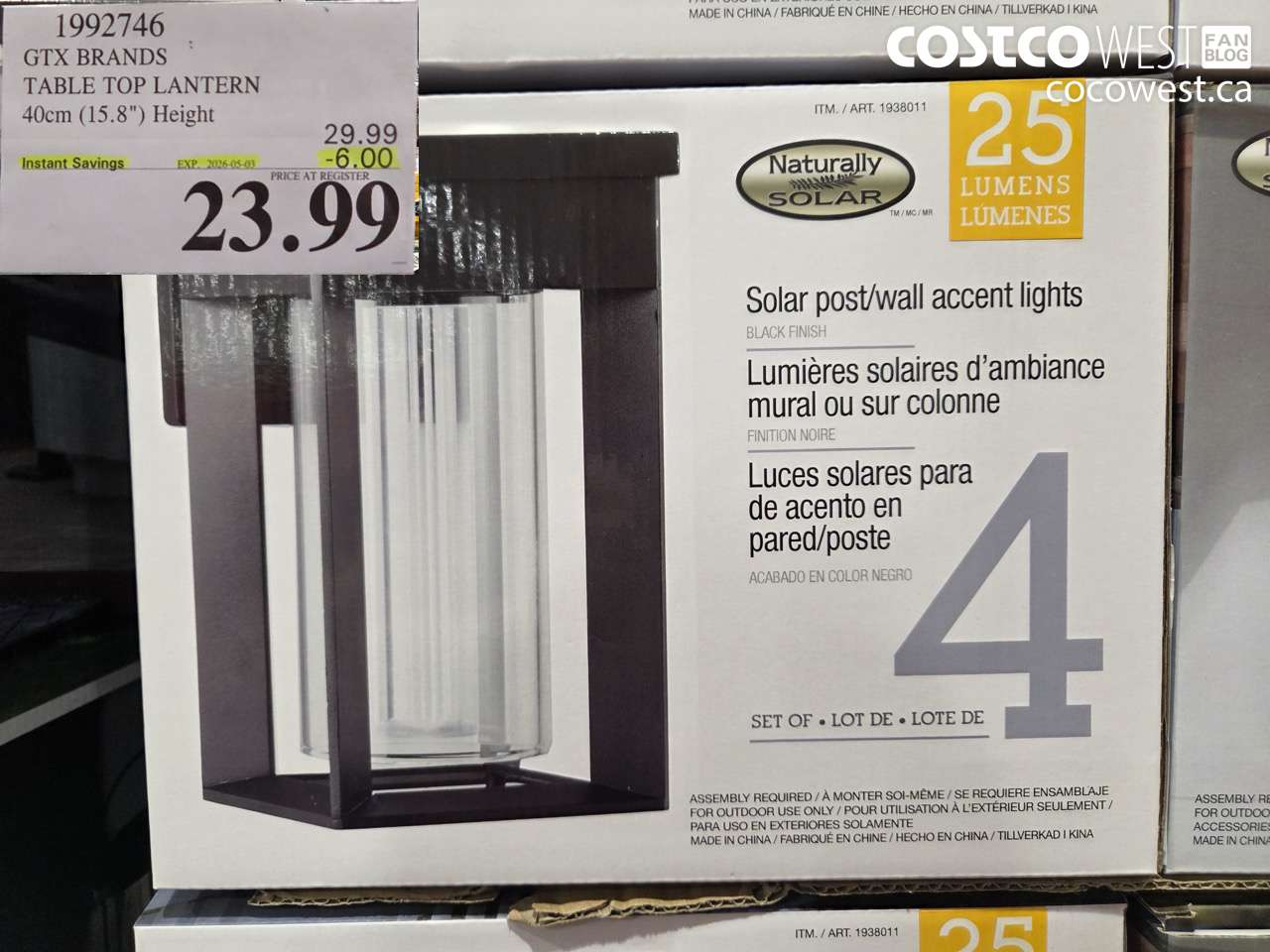 1992746 GTX BRANDS TABLE TOP LANTERN 40CM (15.8) HEIGHT ($6.00 INSTANT SAVINGS EXPIRES ON 2016-05-03) $23.99