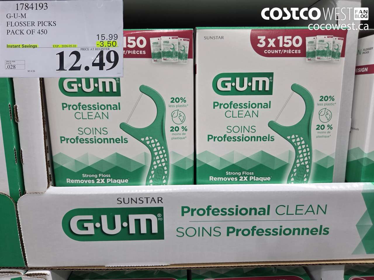 1784193 G-U-M FLOSSER PICKS PACK OF 450 ($3.50 INSTANT SAVINGS EXPIRES ON 2026-05-10) $12.49