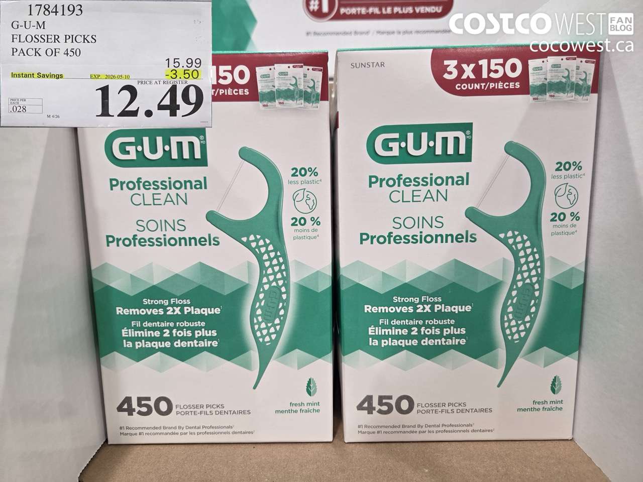 1784193 G-U-M FLOSSER PICKS PACK OF 450 ($3.50 INSTANT SAVINGS EXPIRES ON 2026-05-10) $12.49