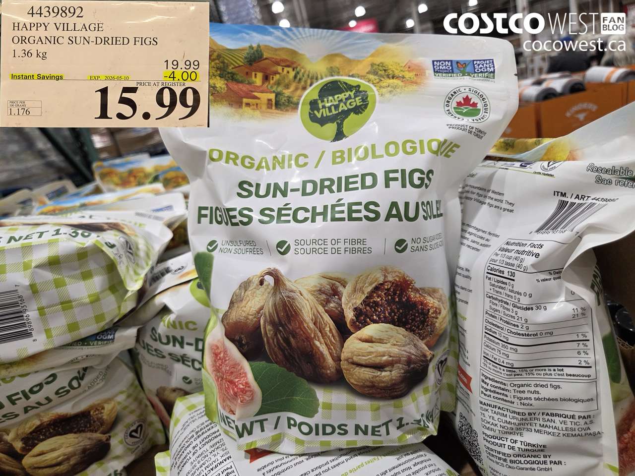 4439892 HAPPY VILLAGE ORGANIC SUN-DRIED FIGS 1.36KG ($4.00 INSTANT SAVINGS EXPIRES ON 2026-05-10) $15.99