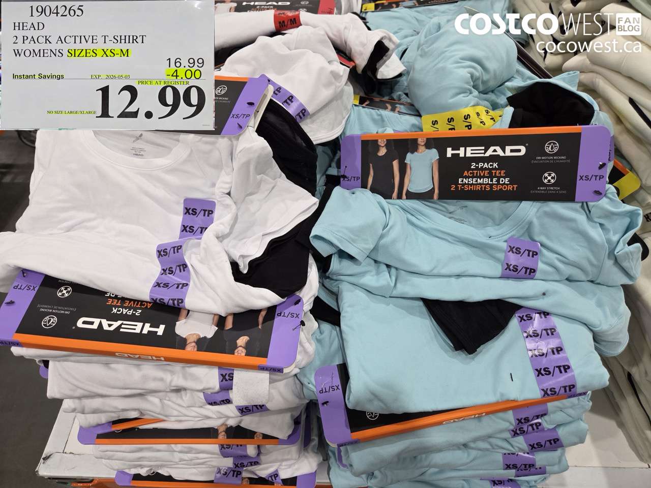 1904265 HEAD 2 PACK ACTIVE T-SHIRT WOMENS SIZES XS-M ($4.00 INSTANT SAVINGS EXPIRES ON 2026-05-03) $12.99