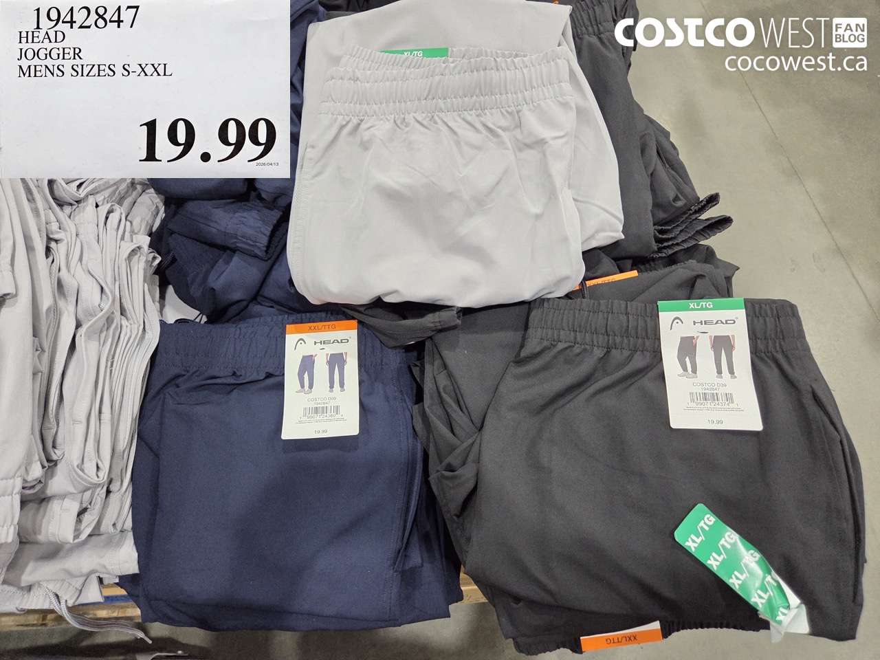 1942847 HEAD JOGGER MENS SIZES S-XXL $19.99