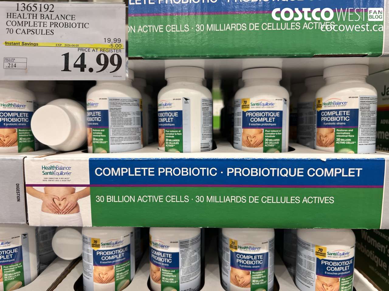 1365192 HEALTH BALANCE COMPLETE PROBIOTIC 70 CAPSULES ($5.00 INSTANT SAVINGS EXPIRES ON 2026-04-05) $14.99