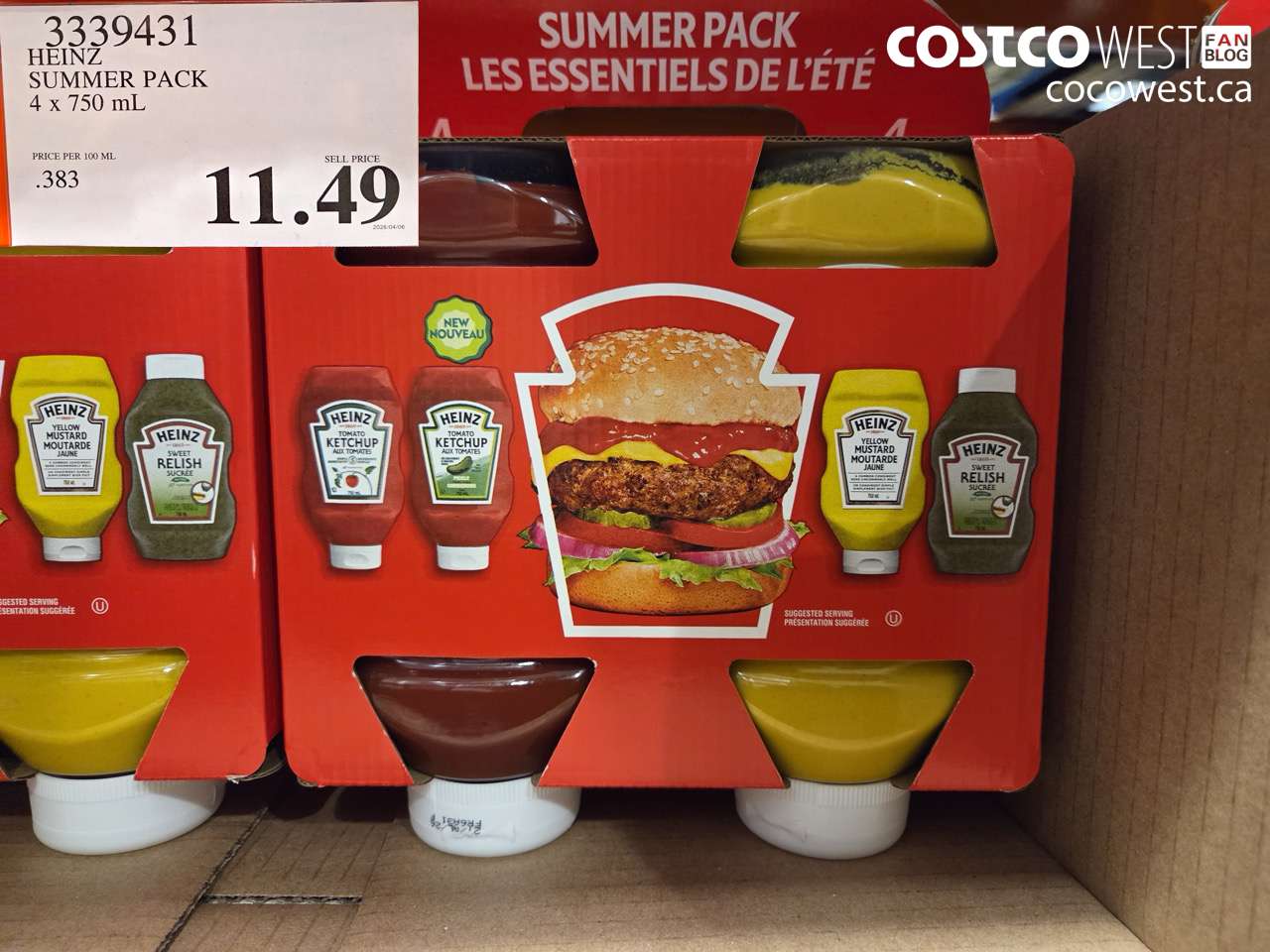 3339431 HEINZ SUMMER PACK 4 X 750 ML $11.49