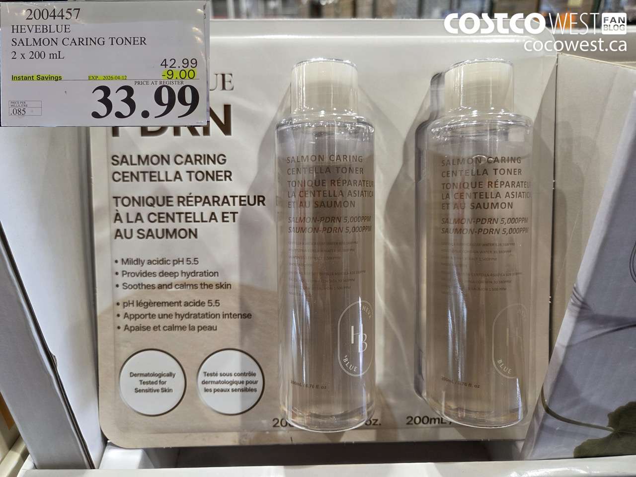 2004457 HEVEBLUE SALMON CARING TONER 2 X 200 ML ($9.00 INSTANT SAVINGS EXPIRES ON 2026-04-12) $33.99