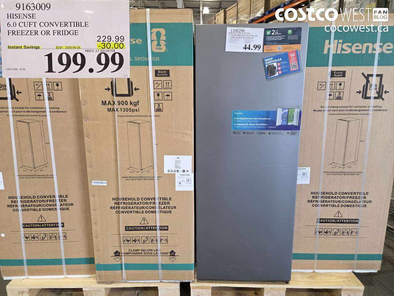 9163009 HISENSE 6.0 CUFT CONVERTIBLE FREEZER OR FRIDGE ($30.00 INSTANT SAVINGS EXPIRES ON 2026-04-26) $199.99