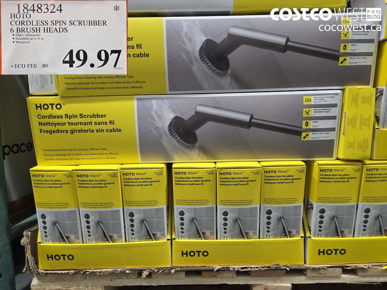 1848324 HOTO CORDLESS SPIN SCRUBBER 6 BRUSH HEADS $49.97