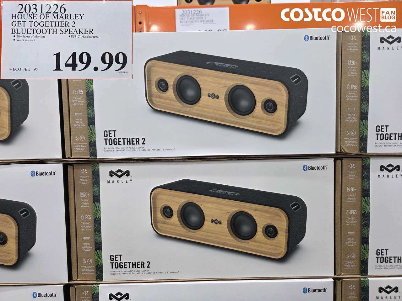 20312226 HOUSE OF MARLEY GET TOGETHER 2 BLUETOOTH SPEAKER $149.99