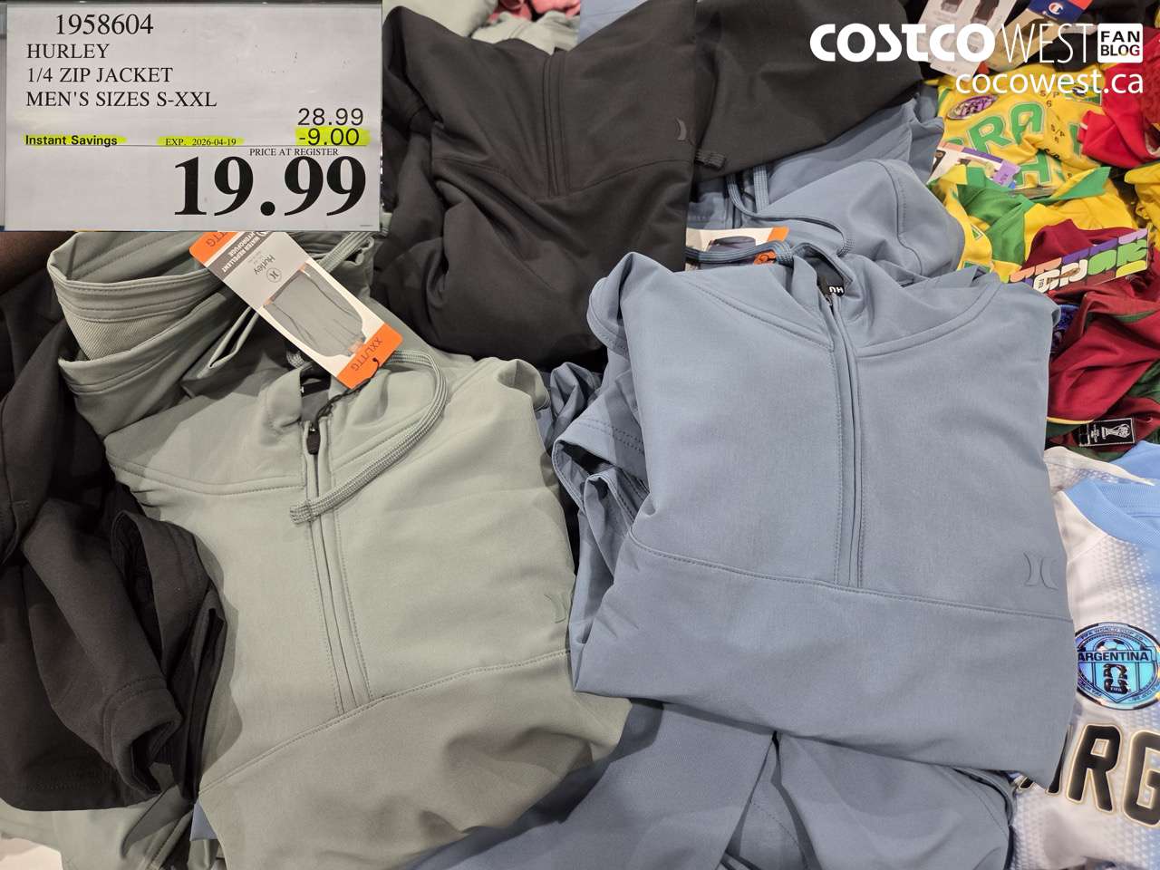 1958604 HURLEY 1/4 ZIP JACKET MEN'S SIZES S-XXL ($9.00 INSTANT SAVINGS EXPIRES ON 2026-04-19) $19.99