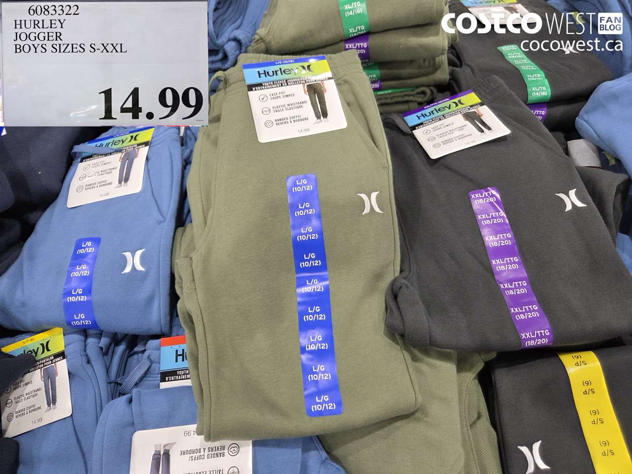 6083322 HURLEY JOGGER BOYS SIZES S-XXL $14.99