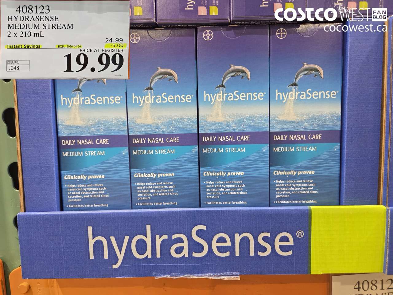 408123 HYDRASENSE MEDIUM STREAM 2 X 210 ML ($5.00 INSTANT SAVINGS EXPIRES ON 2026-04-26) $19.99