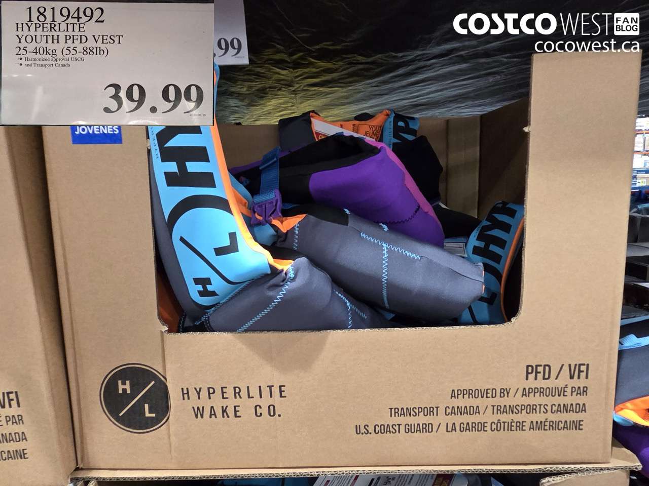 1819492 HYPERLITE YOUTH PFD VEST 25-40KG (55-88LB) $39.99