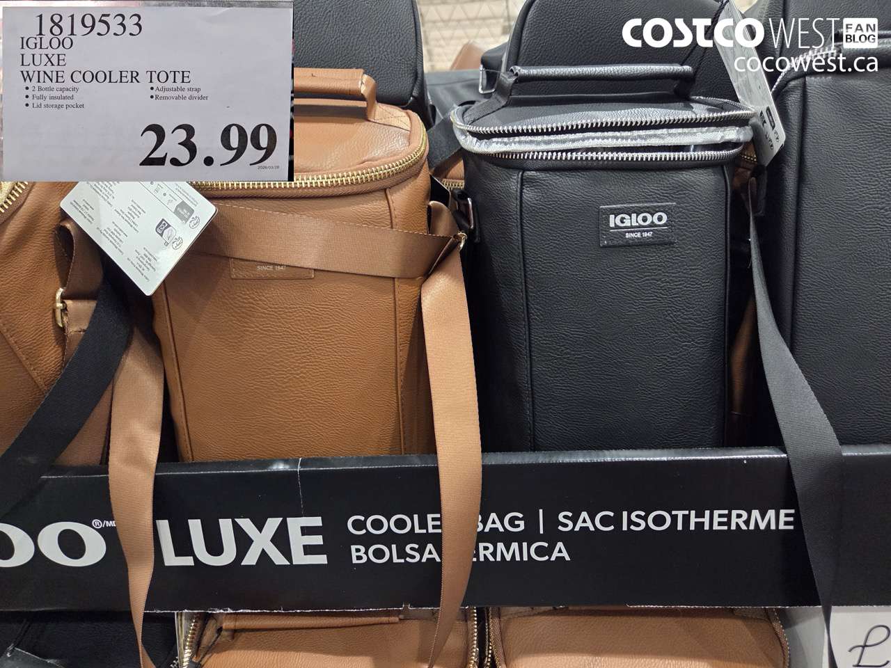 1819533 IGLOO LUXE WINE COOLER TOTE $23.99