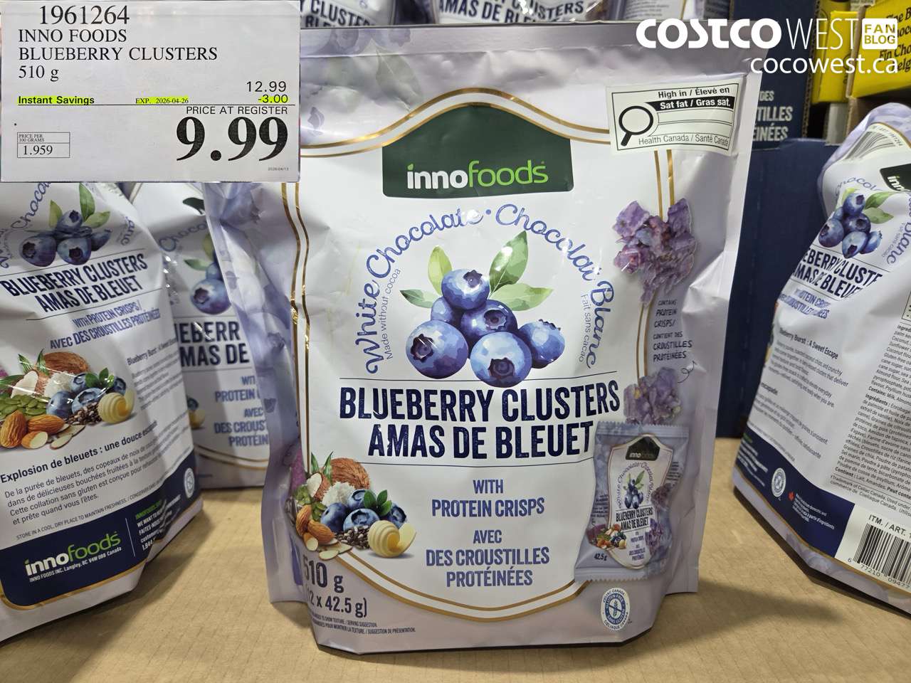 1961264 INNO FOODS BLUEBERRY CLUSTERS 510 G ($3.00 INSTANT SAVINGS EXPIRES ON 2026-04-26) $9.99