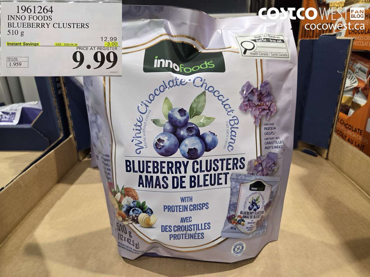 1961264 INNO FOODS BLUEBERRY CLUSTERS 510 G ($3.00 INSTANT SAVINGS EXPIRES ON 2026-04-26) $9.99
