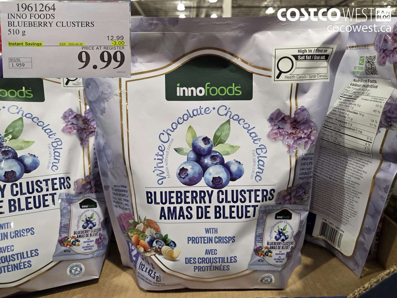 1961264 INNO FOODS BLUEBERRY CLUSTERS 510 G ($3.00 INSTANT SAVINGS EXPIRES ON 2026-04-26) $9.99