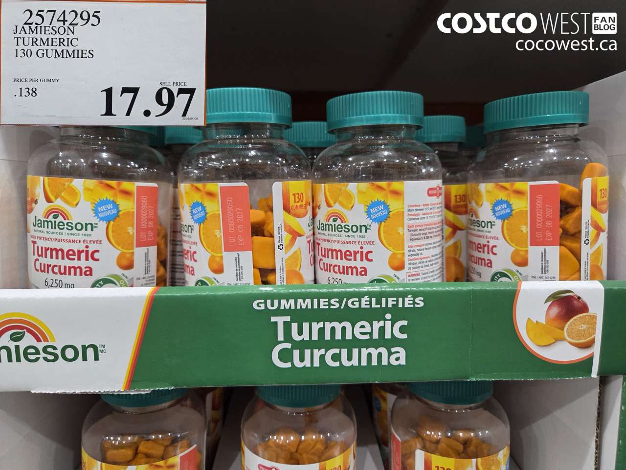 2574295 JAMIESON TURMERIC 130 GUMMIES $17.97