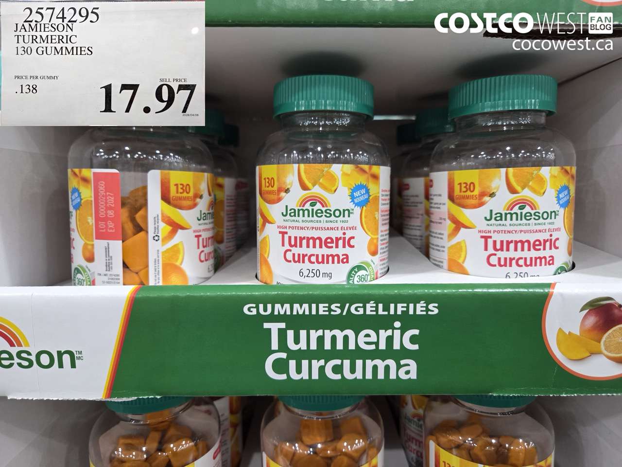 2574295 JAMIESON TURMERIC 130 GUMMIES $17.97