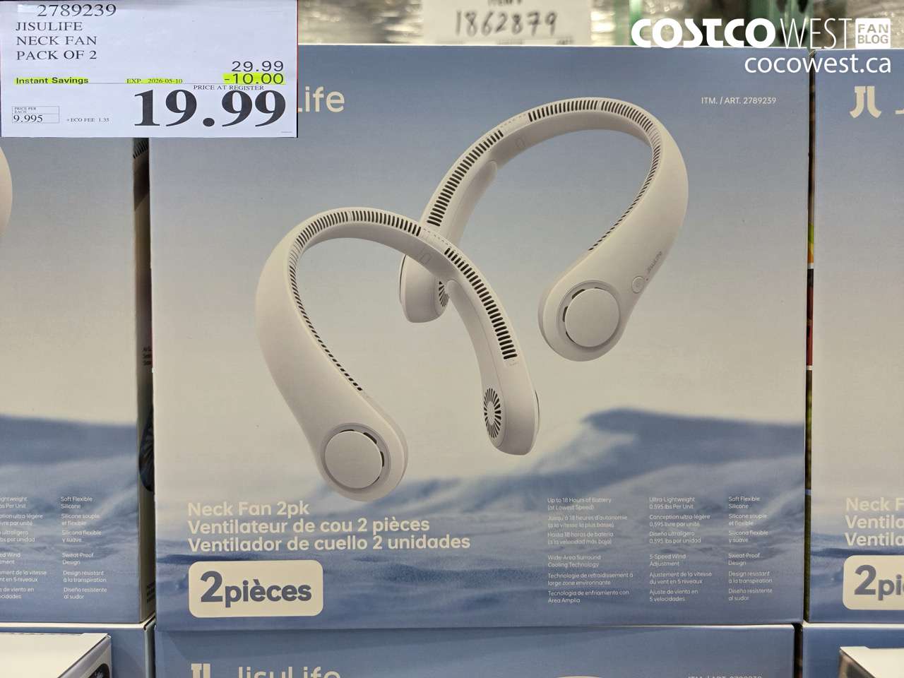 2789239 JISULIFE NECK FAN PACK OF 2 ($10.00 INSTANT SAVINGS EXPIRES ON 2026-05-10) $19.99