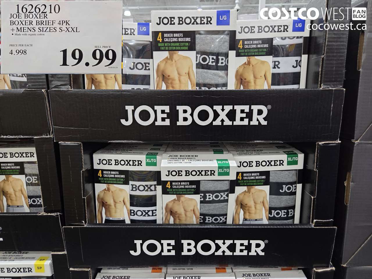 1626210 JOE BOXER BOXER BRIEF 4PK + MENS SIZES S-XXL $19.99