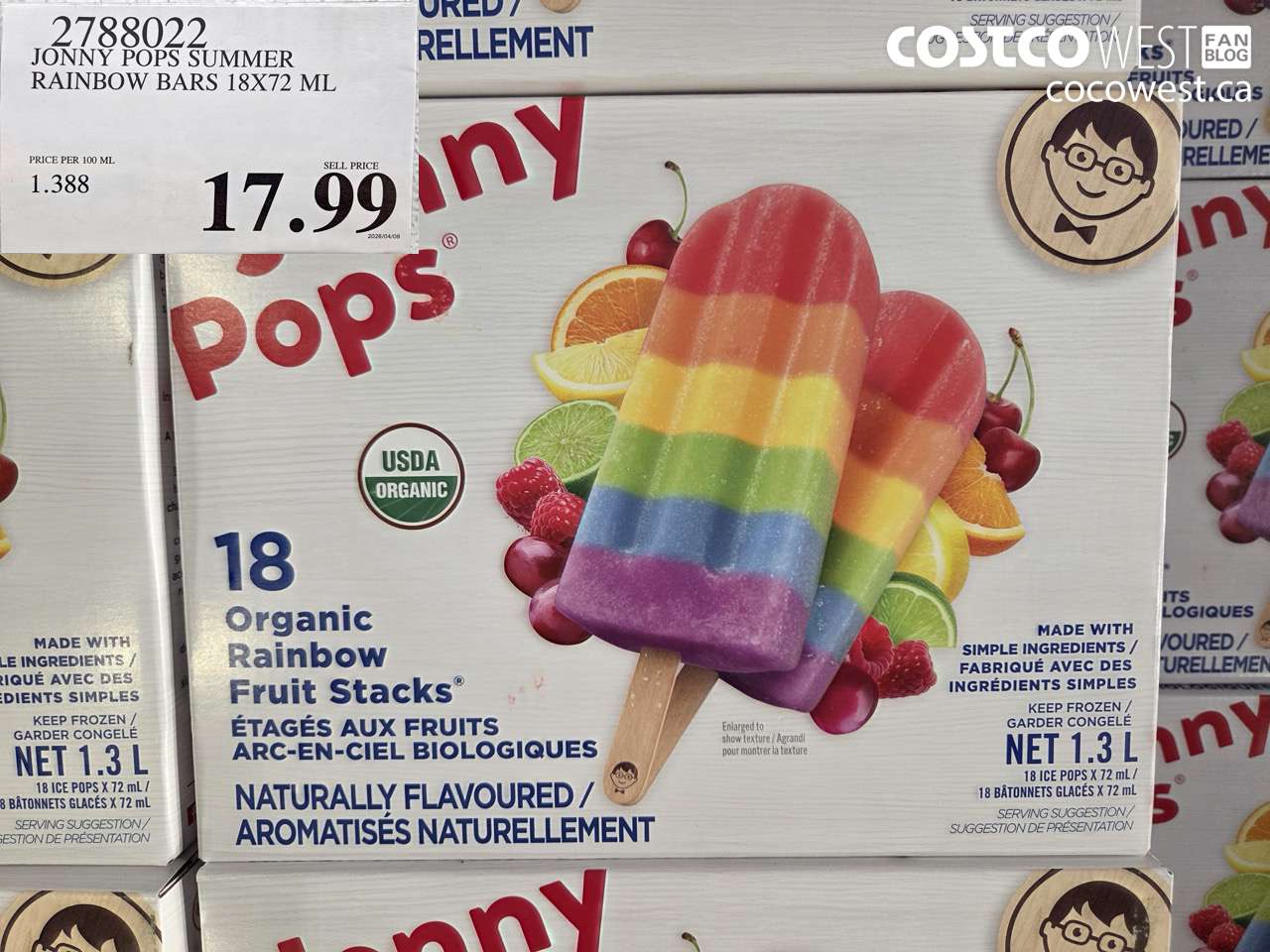 2788022 JONNY POPS SUMMER RAINBOW BARS 18X72 ML $17.99