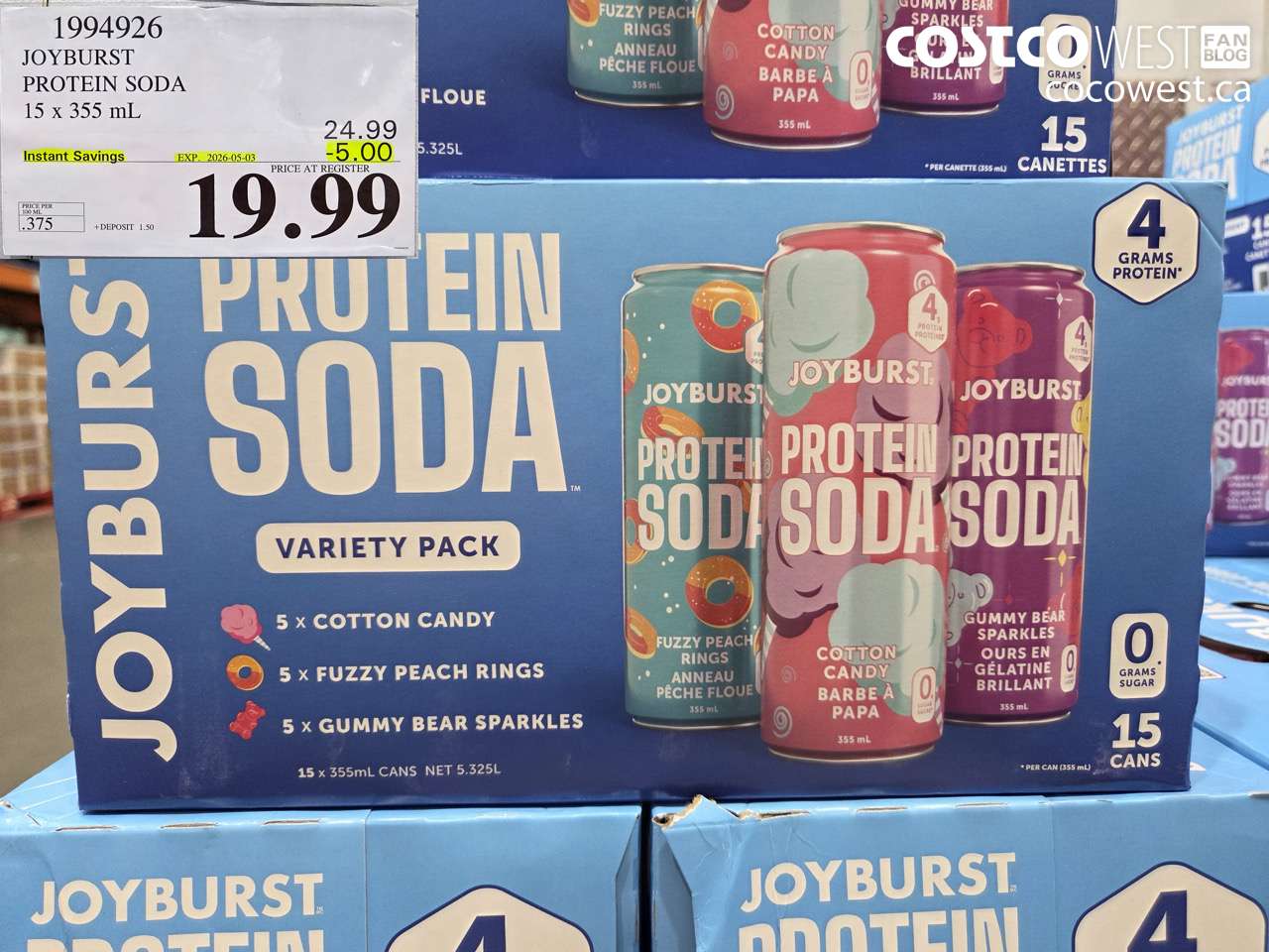 1994926 JOYBURST PROTEIN SODA 15 X 355 ML ($5.00 INSTANT SAVINGS EXPIRES ON 2026-05-03) $19.99