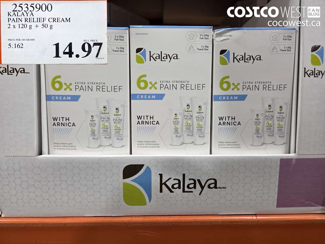 2535900 KALAYA PAIN RELIEF CREAM 2 X 120 G + 50 G $14.97