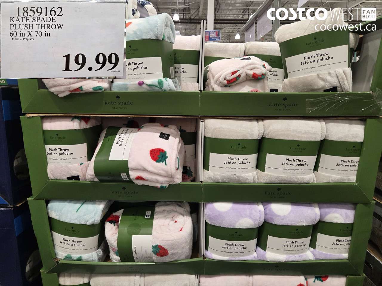 1859162 KATE SPADE PLUSH THROW 60 IN X 70 IN $19.99