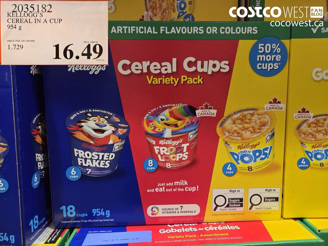2035182 KELLOGG'S CEREAL IN A CUP 954G $16.49