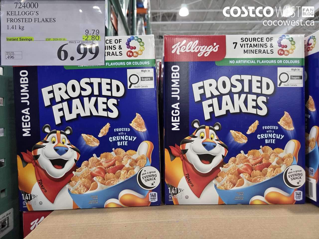 7244000 KELLOGG'S FROSTED FLAKES 1.41KG ($2.80 INSTANT SAVINGS EXPIRES ON 2026-05-10) $6.99