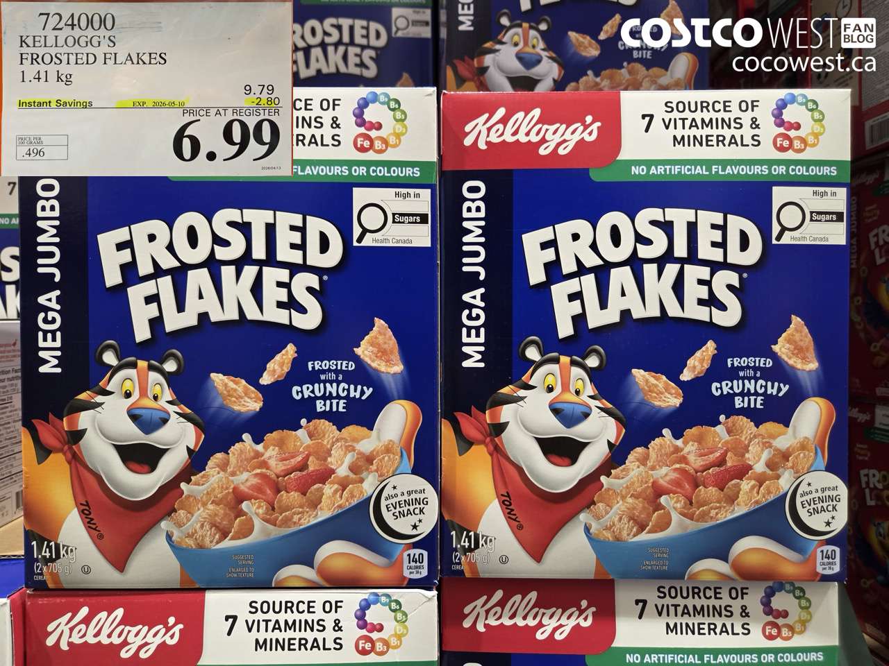 724000 KELLOGG'S FROSTED FLAKES 1.41 KG ($2.80 INSTANT SAVINGS EXPIRES ON 2026-05-10) $6.99