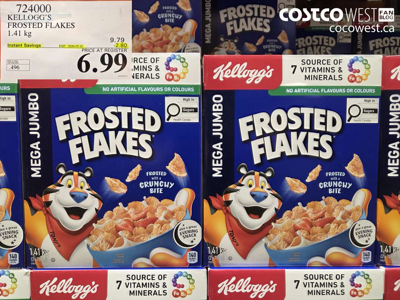 724000 KELLOGG'S FROSTED FLAKES 1.41 KG ($2.80 INSTANT SAVINGS EXPIRES ON 2026-05-10) $6.99