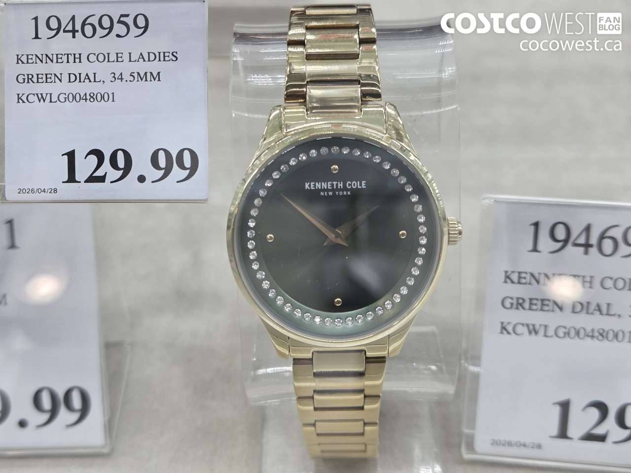 1946959 KENNETH COLE LADIES GREEN DIAL, 34.5MM KCWLG0048001 $129.99