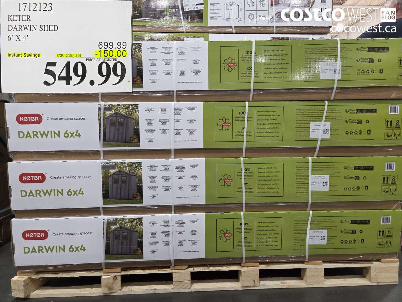 1712123 KETER DARWIN SHED 6' X 4' ($150.00 INSTANT SAVINGS EXPIRES ON 2026-05-04) $549.99