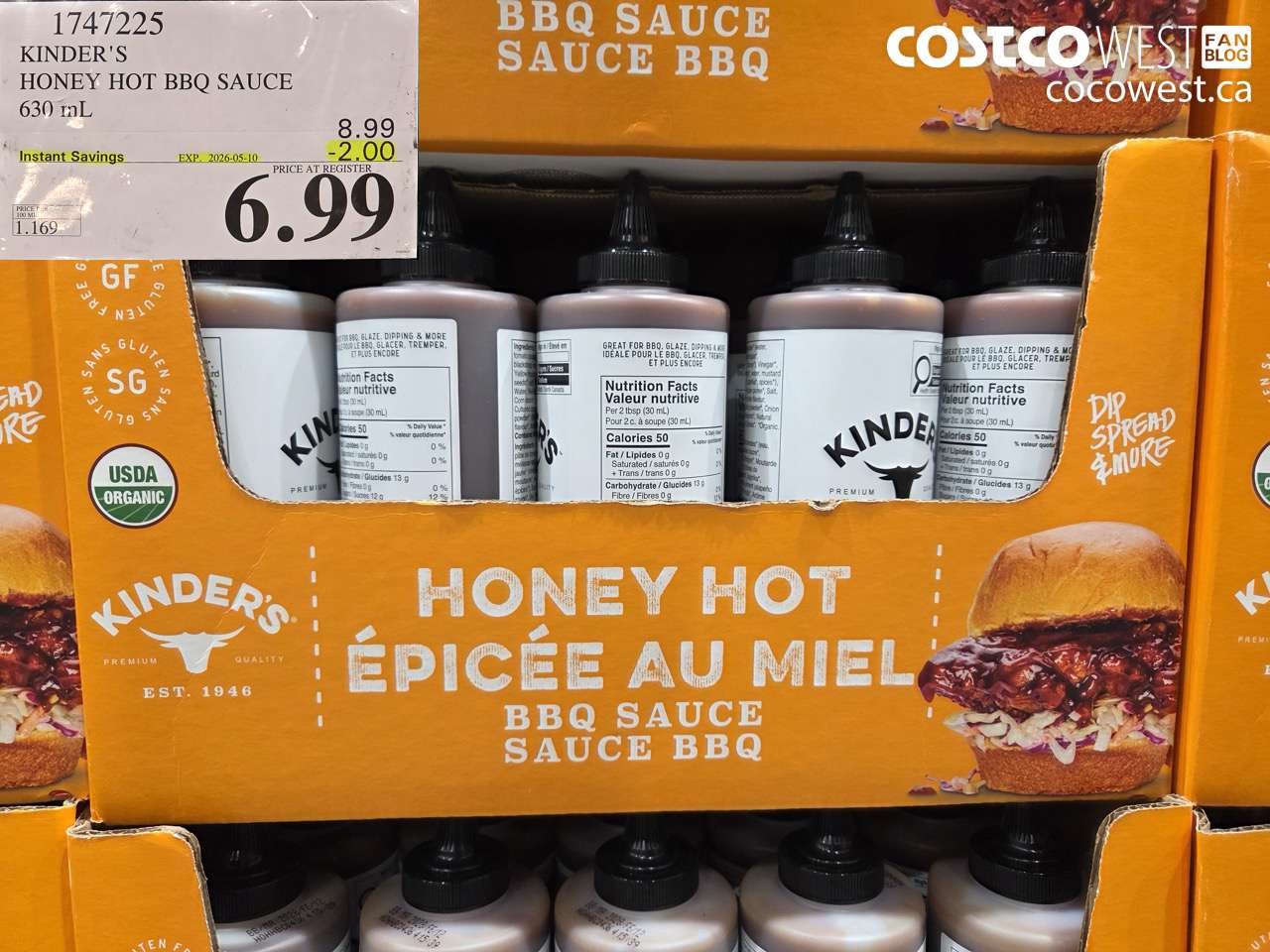 17477225 KINDER'S HONEY HOT BBQ SAUCE 630 ML ($2.00 INSTANT SAVINGS EXPIRES ON 2026-05-10) $6.99