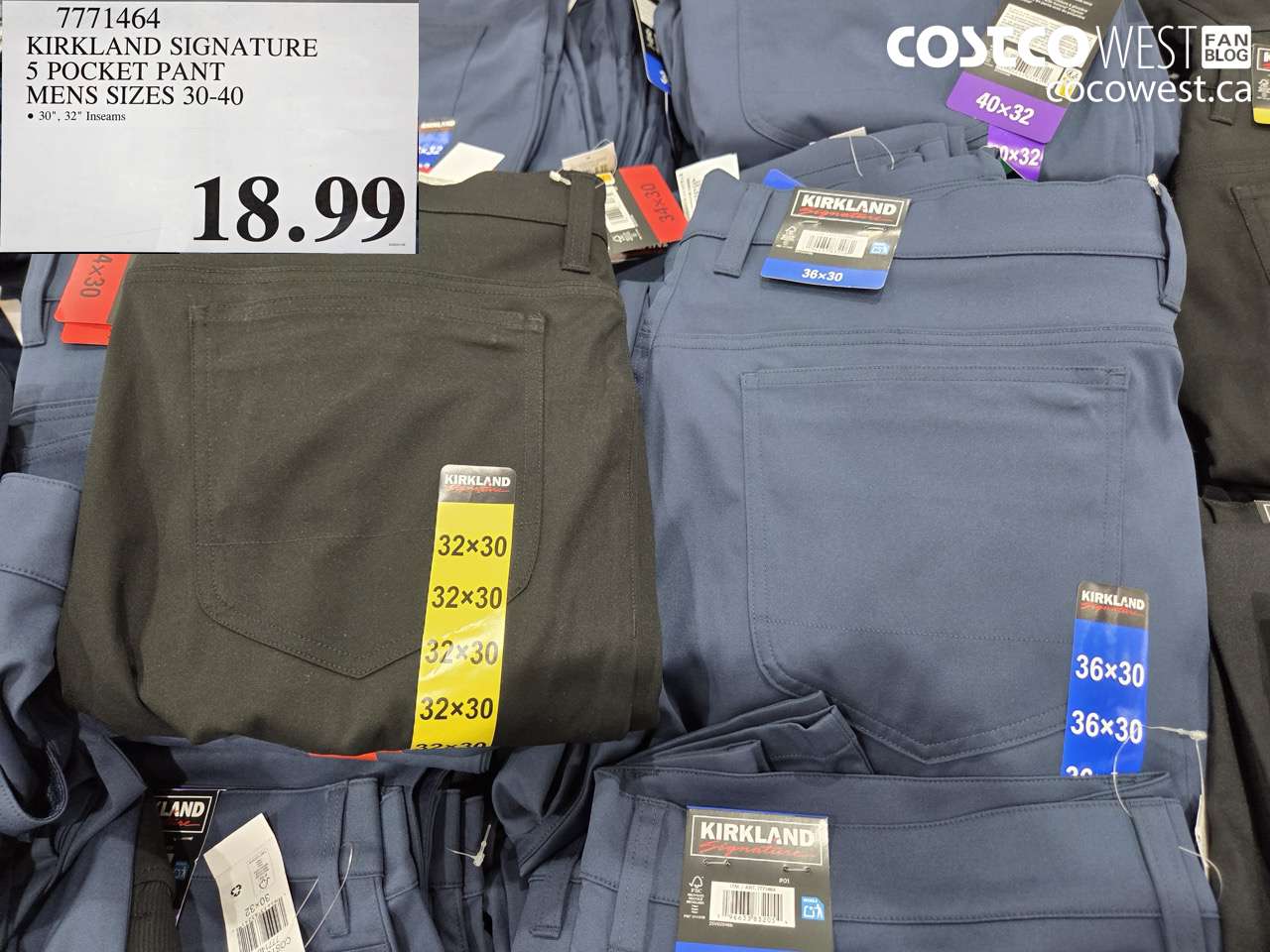 7711464 KIRKLAND SIGNATURE 5 POCKET PANT MENS SIZES 30-40 $18.99