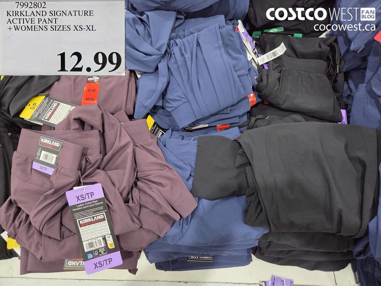 7992802 KIRKLAND SIGNATURE ACTIVE PANT + WOMENS SIZES XS-XL $12.99