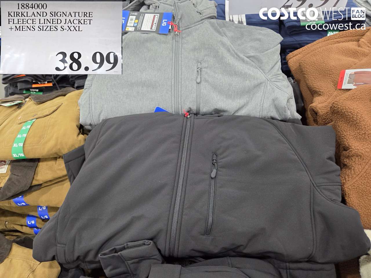 1884000 KIRKLAND SIGNATURE FLEECE LINED JACKET + MENS SIZES S-XXL $38.99