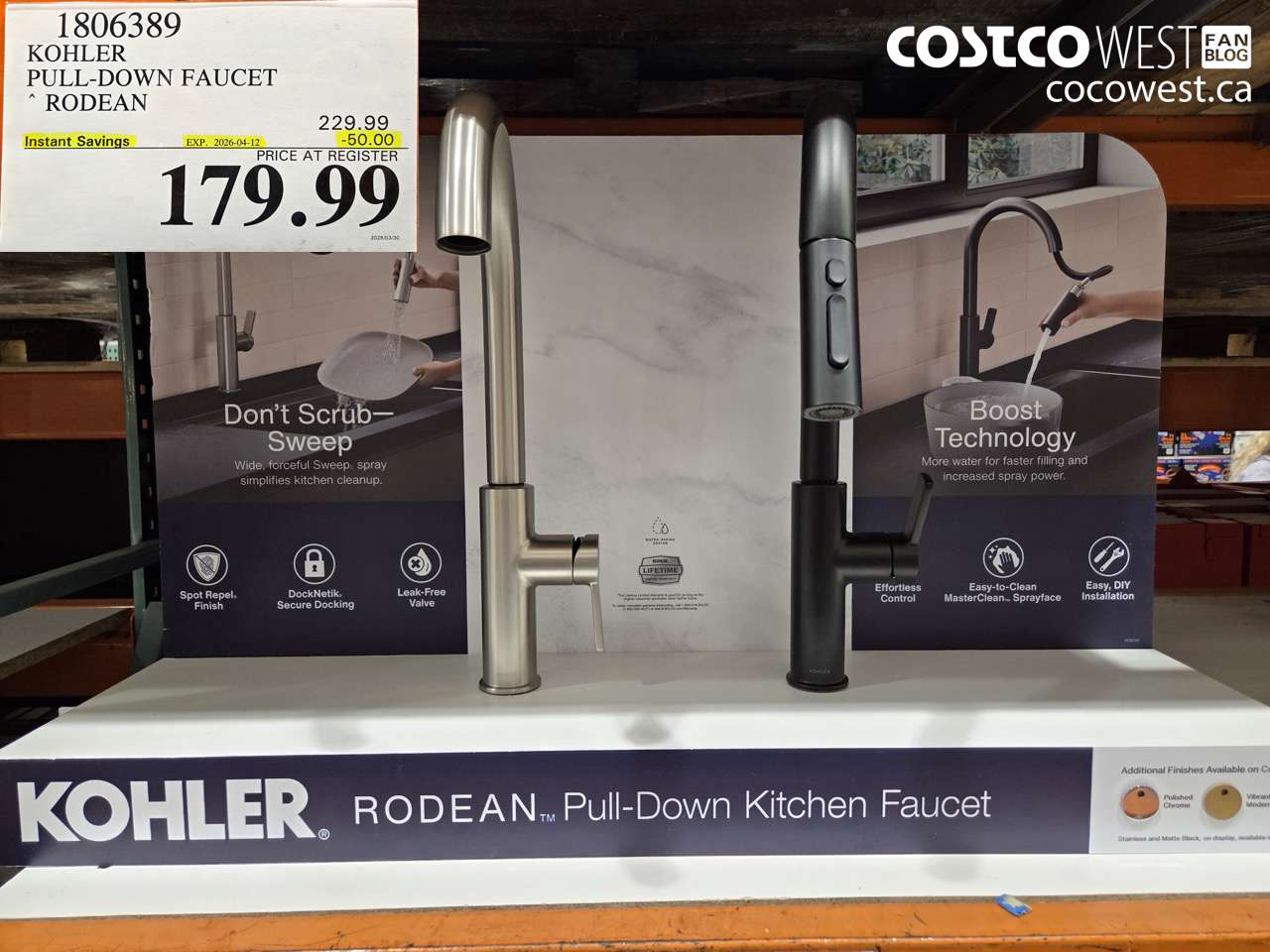 1806389 KOHLER PULL-DOWN FAUCET RODEAN ($50.00 INSTANT SAVINGS EXPIRES ON 2026-04-12) $179.99