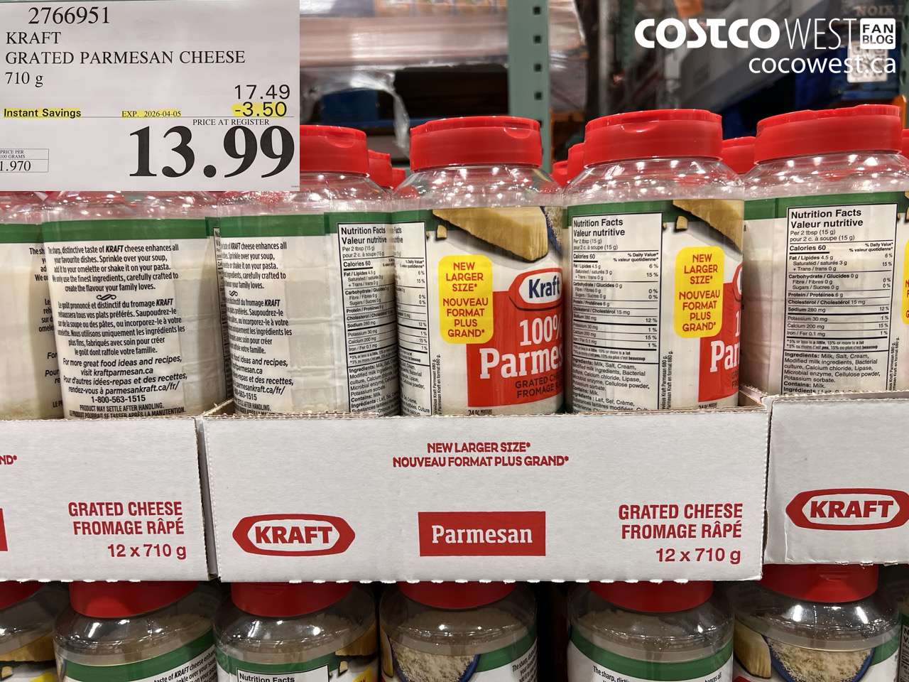 2766951 KRAFT GRATED PARMESAN CHEESE 710G ($3.50 INSTANT SAVINGS EXPIRES ON 2026-04-05) $13.99