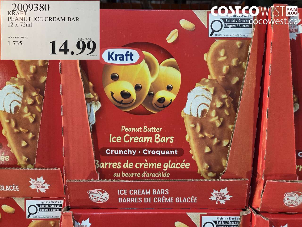 2009380 KRAFT PEANUT ICE CREAM BAR 12 X 72ML $14.99