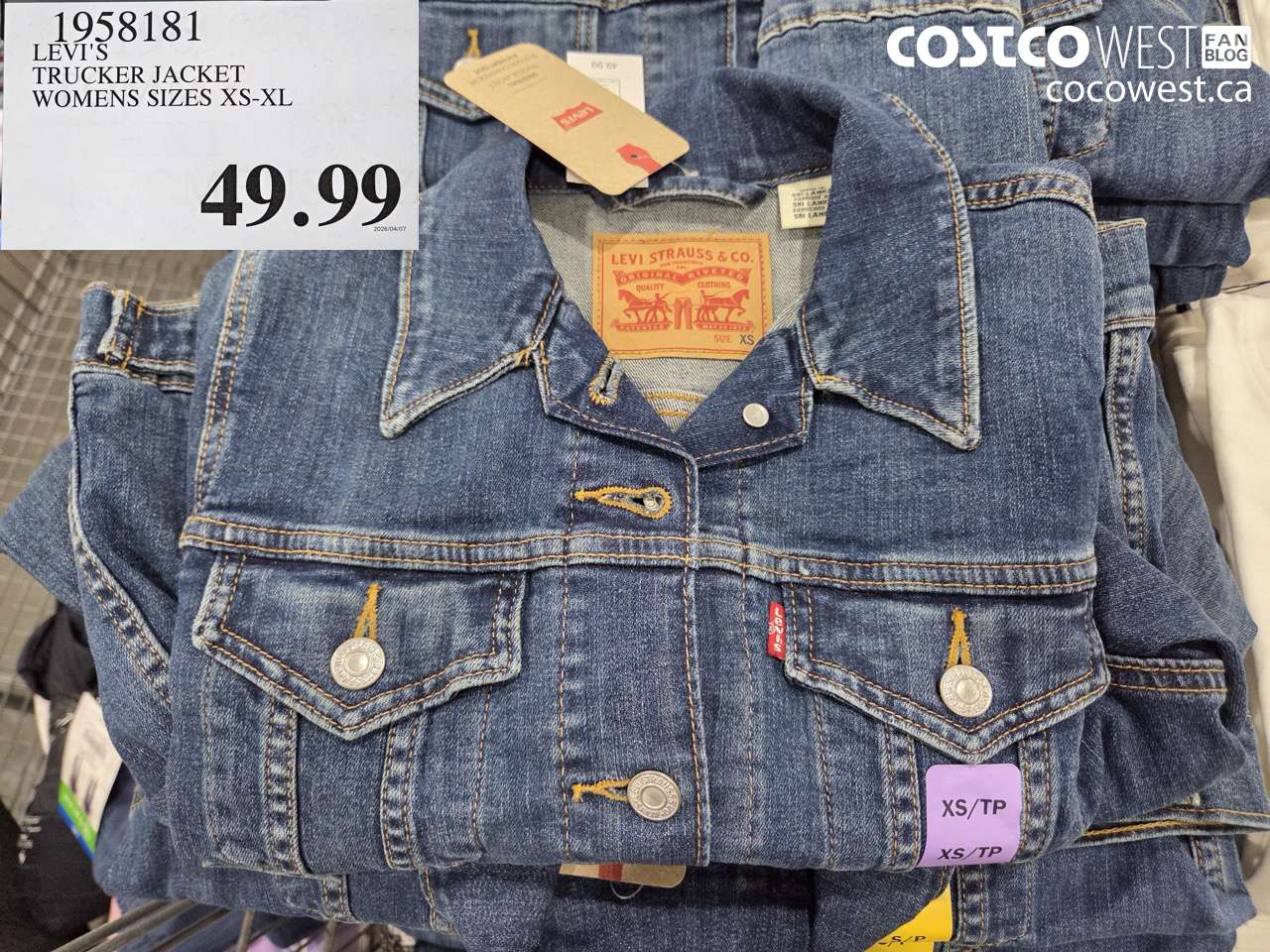 1958181 LEVI'S TRUCKER JACKET WOMENS SIZES XS-XL $49.99