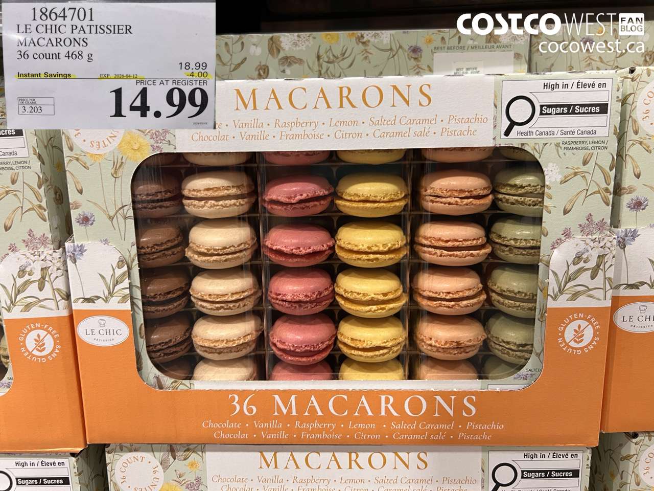 1864701 LE CHIC PATISSIER MACARONS 36 COUNT 468G ($4.00 INSTANT SAVINGS EXPIRES ON 2026-04-12) $14.99