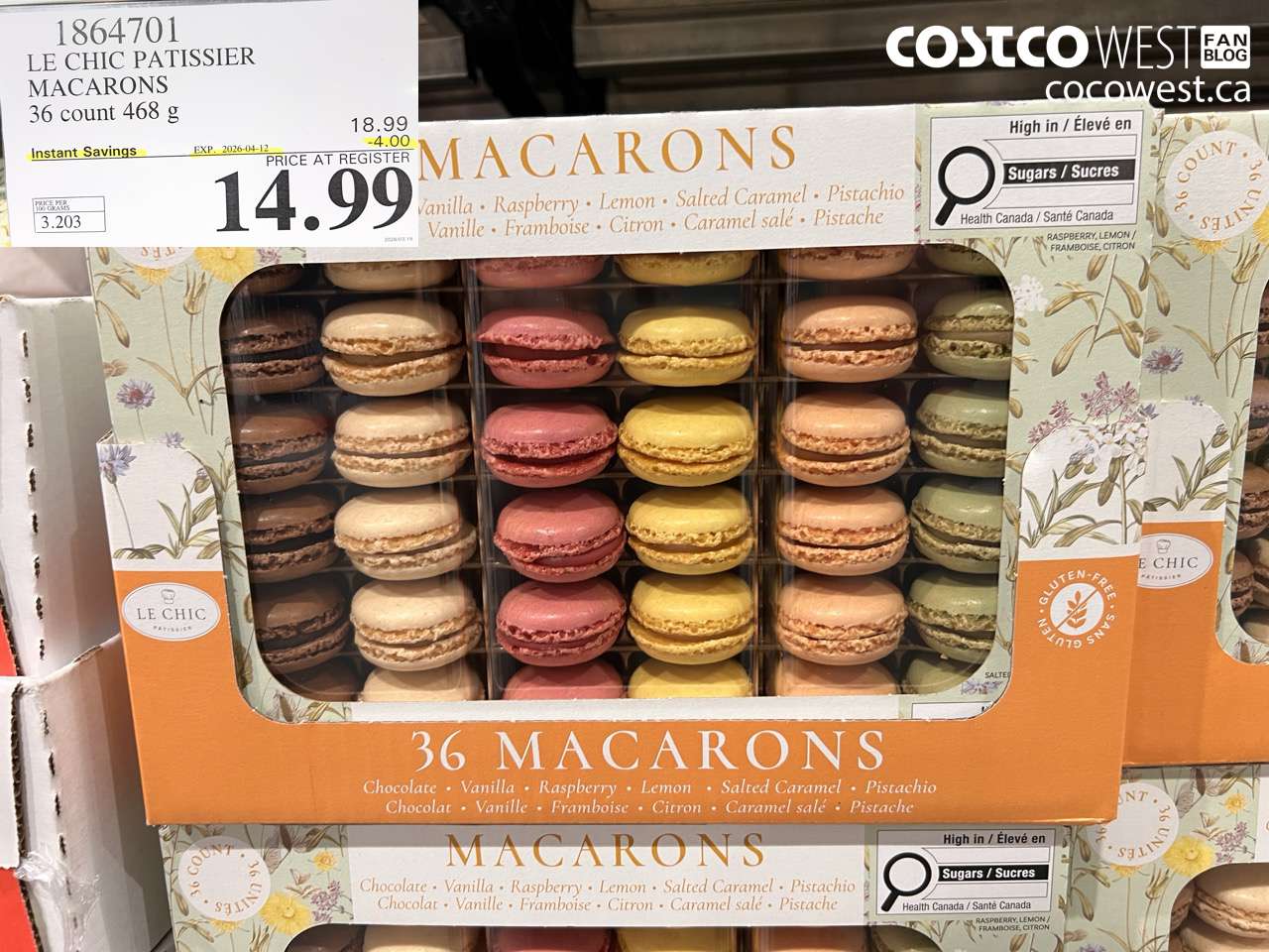 1864701 LE CHIC PATISSIER MACARONS 36 COUNT 468 G ($4.00 INSTANT SAVINGS EXPIRES ON 2026-04-12) $14.99