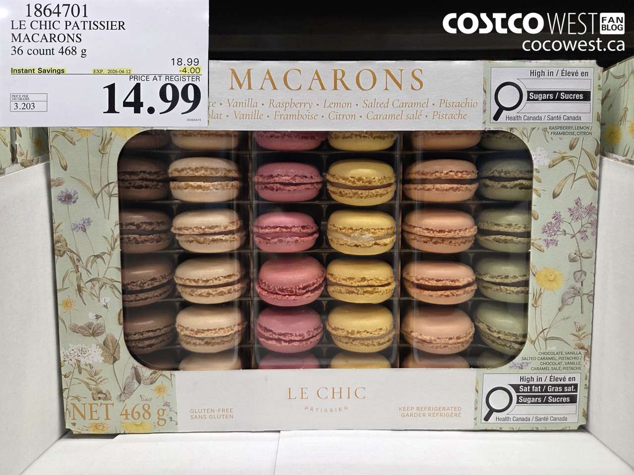 1864701 LE CHIC PATISSIER MACARONS 36 COUNT 468 G ($4.00 INSTANT SAVINGS EXPIRES ON 2026-04-12) $14.99